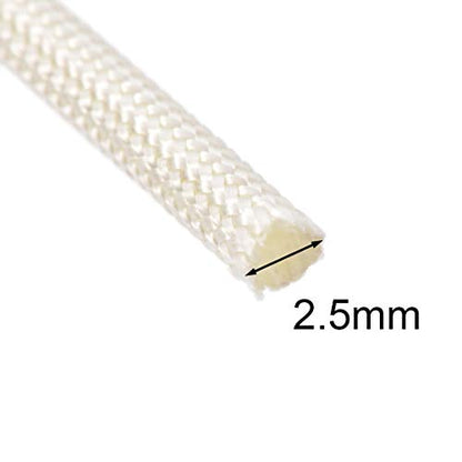 uxcell Insulation Braid Sleeving, 33Ft-2.5mm High TEMP Fiberglass Sleeve White - size: ID 2.5MM