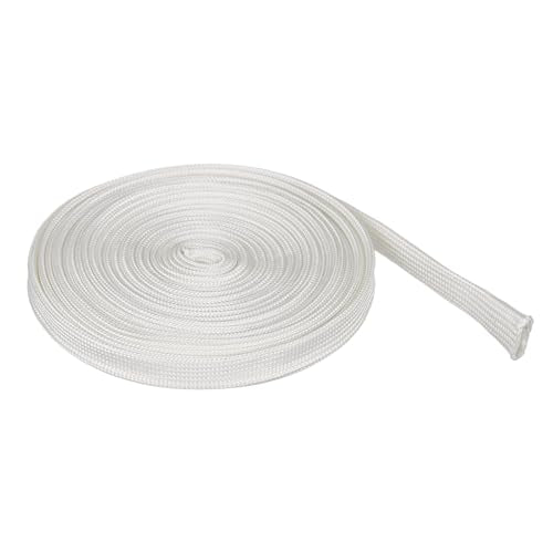 HARFINGTON Braided Sleeving 9.8ft x 1/4" High Temp Fiberglass Braid Cable Sleeve for Automotive Home Office Cables Video Cord Management Cable Protection - size: 9.8ft x 1/4"