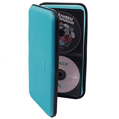 Heavy Duty CD/DVD Case - 72 Capacity Hard Shell Holder for Car, Disc Binder, Protective Blu-ray Wallet (SkyBlue) - color: Skyblue