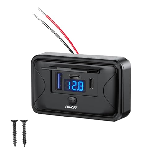 90W 12V USB Outlet Panel Mount Dual PD 36W QC 18W Switch Voltmeter Marine - size: Dual PD+QC