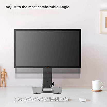 WEARSON Folding Monitor Stand - Height Adjustable Vesa Monitor Stand, Tilt, Rotation Free Standing Low Profile Desk Mount for Single Monitor up to 28 inch Screens Upgrade WS-03T