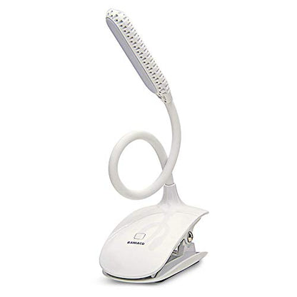Led Clip Reading Book Light Daylight 16 LEDs USB Rechargeable Reading Lamp-3 Brightness,Touch Switch Bedside Book Light with Good Eye Protection Brightness (White)