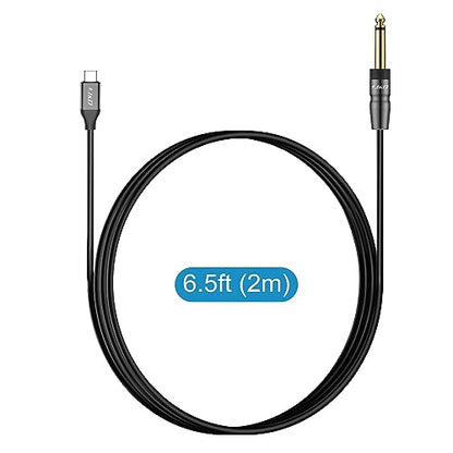 J&D USB-C to 6.35mm 1/4 inch TS Audio Mono Interconnect Aux Adapter Cable, Compatible with iPhone 16/17 Series, Galaxy S24/S25, AMP Mixer, 6.6 Feet - size: 6.6 Feet