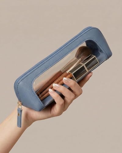LETGO Clear Makeup Bag for Kids,Cute Makeup Bag for Women(Slim, Blue) - color: Blue, style: Slim