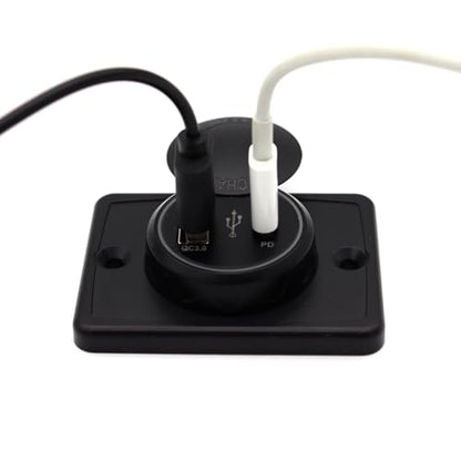 48W Fast Charger Panel for Car Boat, 30W PD+18W QC3.0 Quick Charge USB-C & USB-A Ports, Universal 12V/24V Waterproof Charging Hub, Automotive Marine Adapter for Phone, Tablet, Laptop