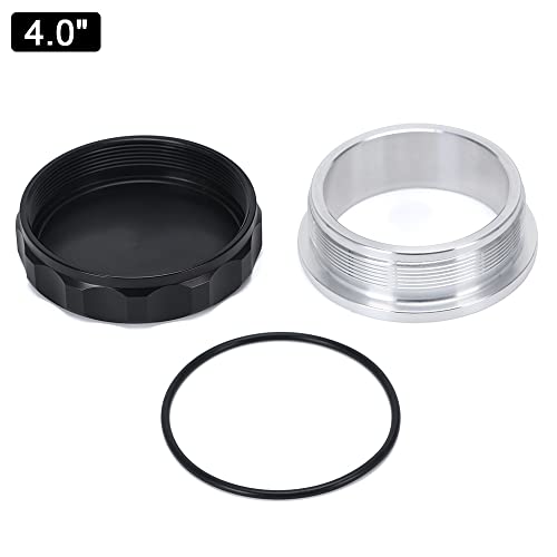 PTNHZ OD 4"/101.6mm Aluminum Alloy Weld Billet On Filler Neck Cap Oil Fuel Water Tank Black - size: 4"