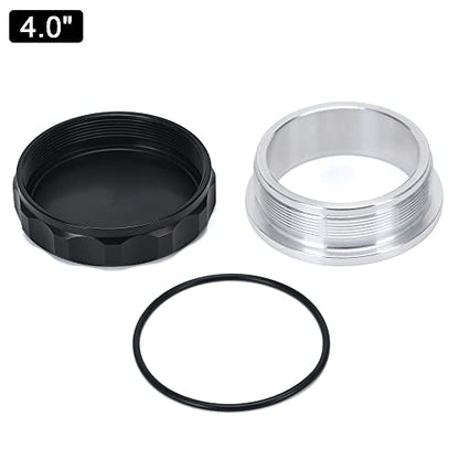 PTNHZ OD 4"/101.6mm Aluminum Alloy Weld Billet On Filler Neck Cap Oil Fuel Water Tank Black - size: 4"