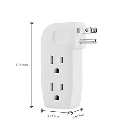 2 Pack 3 Way Outlet Vertical Wall Tap Splitter Adapter with 3 Prong Plug. - color: white/2PK