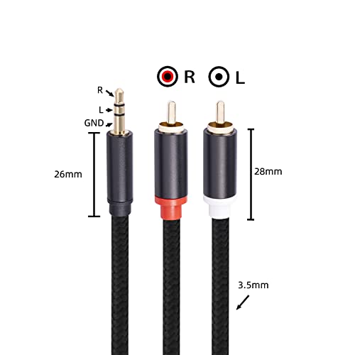 (10FT / 2 Pack) 3.5mm to RCA Cable,Gold Plated, 1/8 Male to Male Stereo Aux Cord Y Splitter Adapter for Tablets, Speakers, Smartphones, MP3, HDTV - size: 10FT