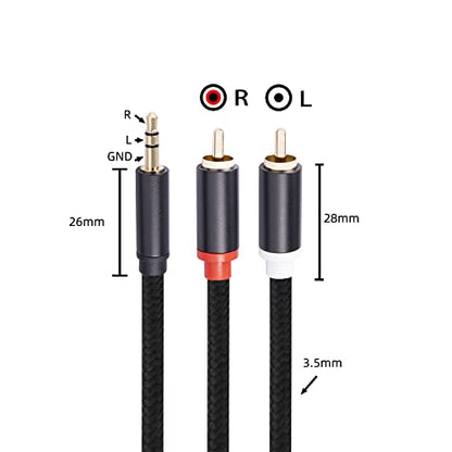 (10FT / 2 Pack) 3.5mm to RCA Cable,Gold Plated, 1/8 Male to Male Stereo Aux Cord Y Splitter Adapter for Tablets, Speakers, Smartphones, MP3, HDTV - size: 10FT