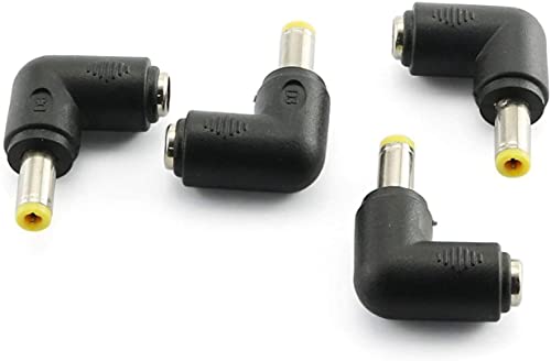 4pcs 90 Degree 5.52.1 Mm Male Jack to 5.52.5MM Female Plug Right Angle L Shaped DC Power Connector Adapter for Laptop - size: 5.5 x 2.5mm