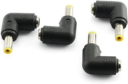 4pcs 90 Degree 5.52.1 Mm Male Jack to 5.52.5MM Female Plug Right Angle L Shaped DC Power Connector Adapter for Laptop - size: 5.5 x 2.5mm