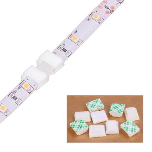 80Pcs Led Strip Light Clip White Self Adhesive Mounts for 10mm Light Strip - color: White, size: 10 mm