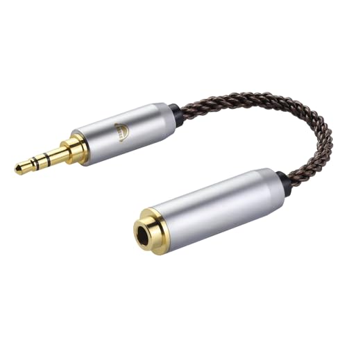 okcsc 3.5MM Male to 4.4MM Female Conversion Cable AC8G OFC Adapter Cable,Aging Resistance PVC Material,Metal Shell,Gold-Plated Plug 2.7inch 4.4MM Female - size: 3.5MM Male to 4.4MM Female