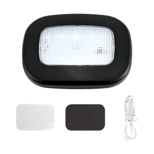 Car Interior Ceiling Roof Lights, Magnetic Dome Lamp 10 LEDs Ceiling Roof Map Reading Light, USB Rechargeable Wireless Interior Dome Lamp for Car RV Truck Trailer Camper (Black) - color: Black