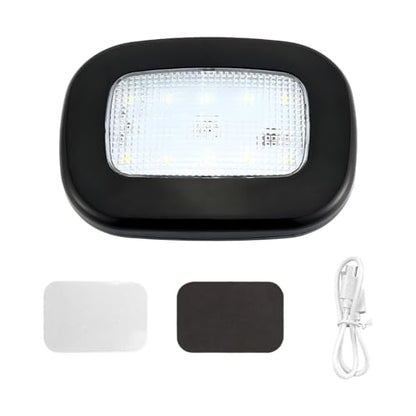 Car Interior Ceiling Roof Lights, Magnetic Dome Lamp 10 LEDs Ceiling Roof Map Reading Light, USB Rechargeable Wireless Interior Dome Lamp for Car RV Truck Trailer Camper (Black) - color: Black
