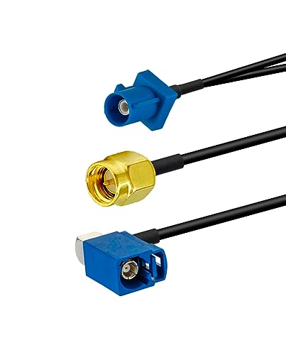 Fakra C GPS Antenna Extension Coaxial Cable Fakra C Male to SMA Male and Fakra C Female Y Type Pigtail Cable RG174 12in/30cm for Car Radio