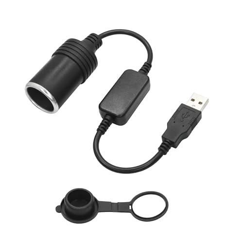 USB A Male to Cigarette Lighter Female Socket Power Cable 1FT, 5V USB to 12V Cigarette Lighter Socket Female Converter Adapter with Dust Cap, for Dash Cam, GPS and Other Low Power 10W Car Electronics - style: USB Type A to 12V Cigarette Lighter Socket