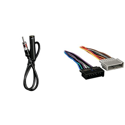 Metra 44-EC18 18-Inch Antenna Extension Cable & Metra 70-1817 Radio Wiring Harness for Chrysler/Jeep 1984-2006 Harness - style: Cable + Wiring Harness