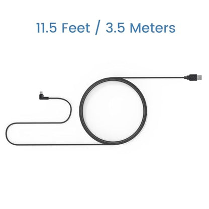 USB C Dash Cam Power Cord for Dashcam Rear View Mirror Camera, 90-Degree - size: 11.5ft A to C