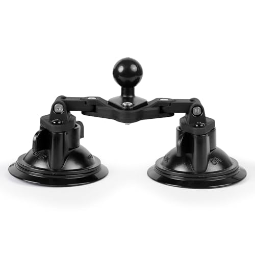 Dual Suction Cup Mount Base with 1-Inch Ball, Compatible with RAM Mounts B Size Double Socket Arms & 25mm Ball Systems - style: Dual Suction Cup