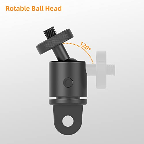 Aluminum 360 Degree Rotation Camera Mount, 1/4 Screw Adjustable Adapter Mount, Compatible with GoPro Hero 12/11/10/9/8/7, DJI, Sony, Xiaomi yi and Other Action Cameras - color: 1/4 Screw Adjustable Adapter Mount