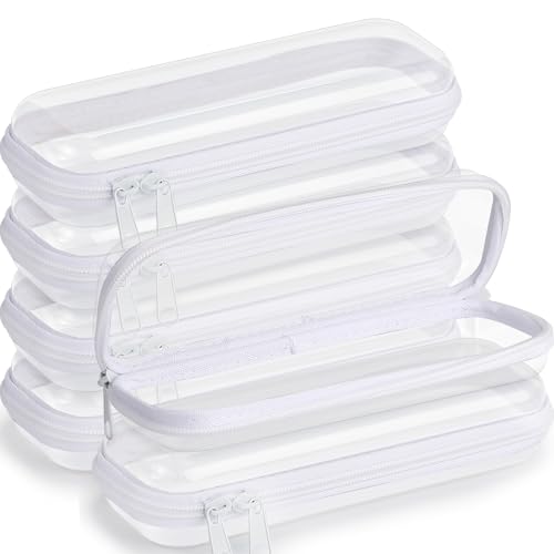 Sanwuta 6 Clear Hard Zipper Case, White, 7.87 x 2.56 x 1.57 Inch - color: White, size: 7.87 x 2.56 x 1.57 Inch