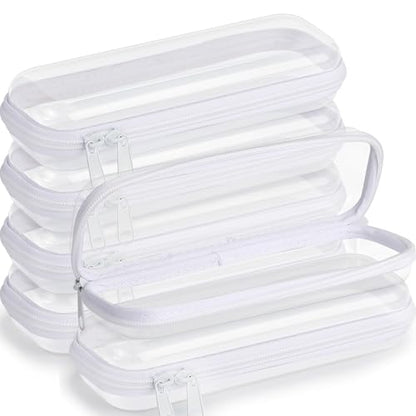 Sanwuta 6 Clear Hard Zipper Case, White, 7.87 x 2.56 x 1.57 Inch - color: White, size: 7.87 x 2.56 x 1.57 Inch