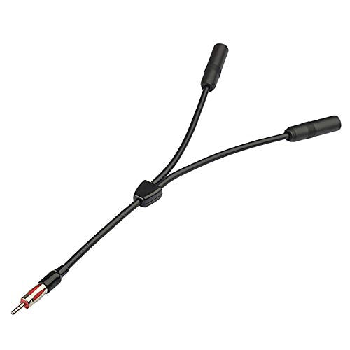 Bingfu Car FM AM Antenna Splitter Adapter Cable, DIN Male to 2 Female Connector for Vehicle Truck SUV Stereo Head Unit Receiver - DIN 1 to 2 Female Antenna Extension Adapter