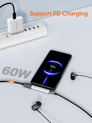 CableCreation USB C to 3.5mm Headphone and Charger Adapter,2 in 1 Charger - style: USB C+3.5mm Audio+60W USB C Charging