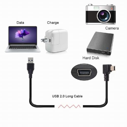 cablecc Mini USB B Type 5pin Male Left Angled 90 Degree to USB 2.0 Male Power Data Cable 1.8M - style: Left Angled 1.8M