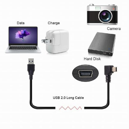 cablecc Mini USB B Type 5pin Male Left Angled 90 Degree to USB 2.0 Male Power Data Cable 1.8M - style: Left Angled 1.8M