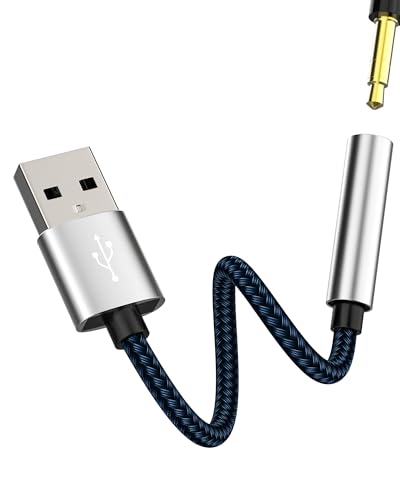 USB to 3.5mm Jack Audio Adapter AUX Headphone Sound Cable Pc Car Microphone External Headset Converter Auxiliary DAC Input Port Stereo Cord Dongle Interface Male Replacement Female for Apple