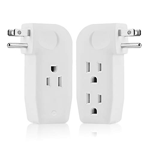 2 Pack 3 Way Outlet Vertical Wall Tap Splitter Adapter with 3 Prong Plug. - color: white/2PK