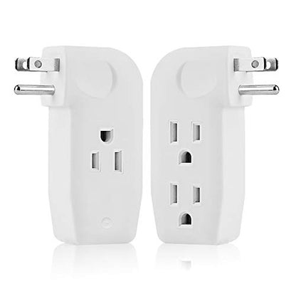 2 Pack 3 Way Outlet Vertical Wall Tap Splitter Adapter with 3 Prong Plug. - color: white/2PK