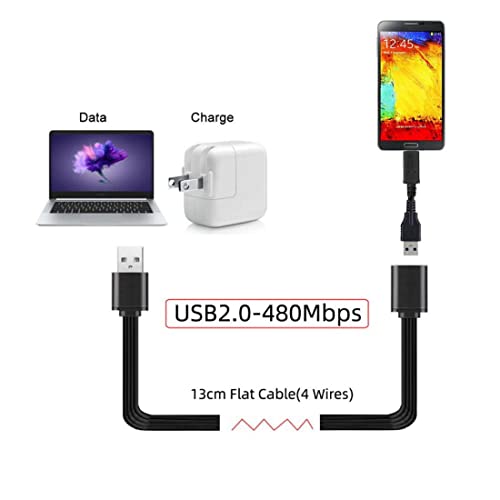 chenyang USB 2.0 Short Flat Cable, USB 2.0 Type A Male to Female 4 Wires 5V 2A Charge Data Extension Silicone Cable 4 Wires 30AWG 13cm - style: USB 2.0 Type-A Male to Female