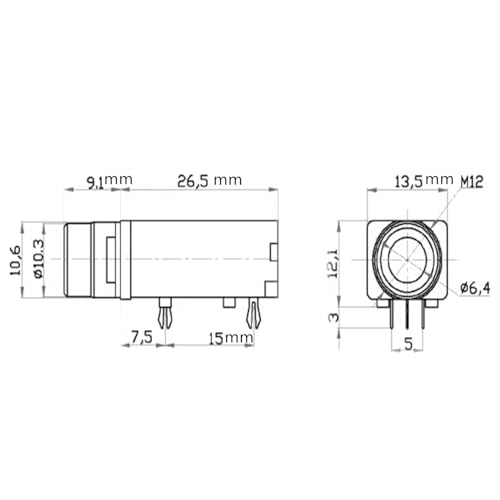 15PCS 1/4 Inch 6.35mm Mono Female Jack PCB Panel Mount Microphone Socket Mono Chassis Audio Connector