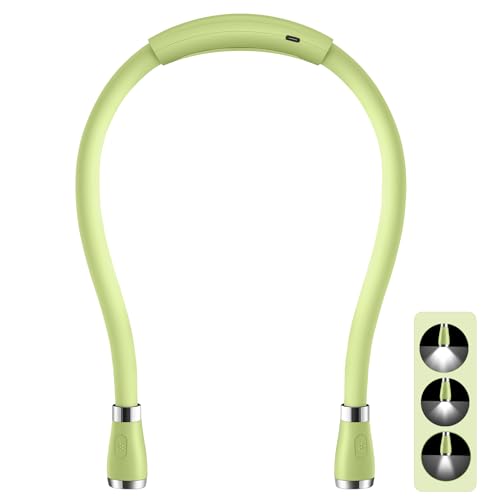 Neck Book Light LED Reading Lamp USB-C Rechargeable, Hands Free, 4 LED Bulbs, 4 Adjustable Brightness, for Reading in Bed or Reading in Car (Green) - color: Green