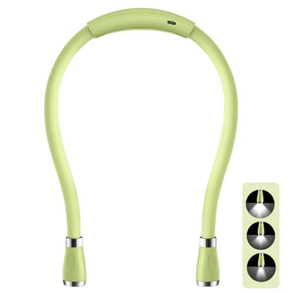 Neck Book Light LED Reading Lamp USB-C Rechargeable, Hands Free, 4 LED Bulbs, 4 Adjustable Brightness, for Reading in Bed or Reading in Car (Green) - color: Green