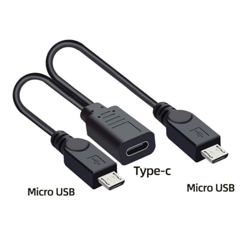 chenyang USB C Splitter Multi Charging Cable,USB C 1 to 2 Micro USB Charge Extension Cable Supports Charging Two Devices at The Same Time 0.98FT/0.3M - style: USB C 1 to 2 Micro USB