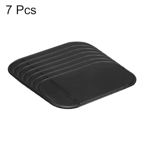 HARFINGTON 7pcs Car Dashboard Anti-Slip Mat 5.5" x 3" Universal Sticky Dash Pad Washable Reusable Car Non-Slip Mats for Phone Keys Sunglasses Electronic Devices, Black - color: Black