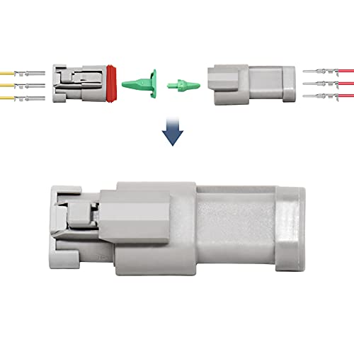 5 Kit 3 Pin Way Deutsch DT Series Connector, 16-20 AWG Waterproof Electrical Wire Plug, DT04-3P DT04-3S DT Kit - size: DT 3pin Without wires