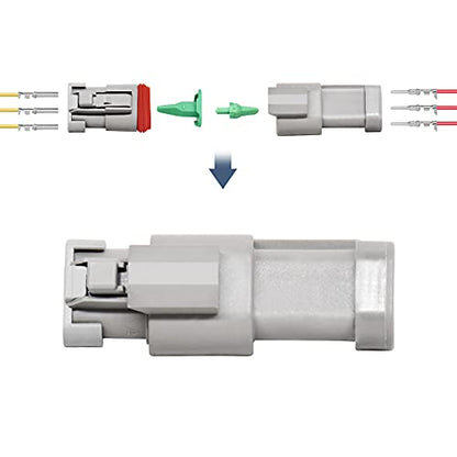 5 Kit 3 Pin Way Deutsch DT Series Connector, 16-20 AWG Waterproof Electrical Wire Plug, DT04-3P DT04-3S DT Kit - size: DT 3pin Without wires