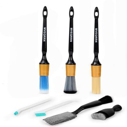 MVEQRRN 7PCS Car Detailing Brush Set,Boars Hair Detail Brush Kit(Gold) - color: 7PCS detailing brush gold