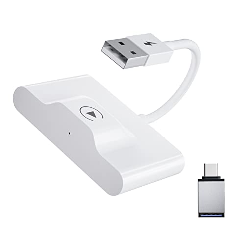 Wireless CarPlay Adapter for Apple iPhone IOS7+ Convert Wired to Wireless CarPlay Dongle, Wireless Car Play, Fit for Car with Factory CarPlay Since 2017, Plug and Play