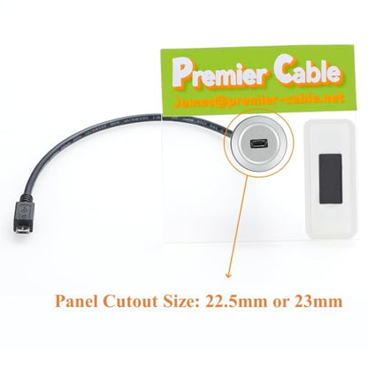 Micro USB 2.0 Threaded Fixed Mount Charging Short Cable Micro USB Male to Female Extension Cable Micro USB 5Pin Flush Round Dash Panel Mount Data Power Cable for Car Boat Motorcycle Truck(0.3M/1FT)