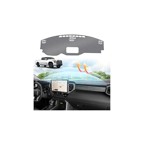 Sunsdrew Upgraded Gray Dashboard Cover for 2022-2026 Toyota Tundra Accessories,Custom Fit Dash Cover Mat Carpet Sunshade Pad UV Protection Anti-Glare Non-Slip【Sensor Friendly】 - size: 22+Tundra Dash Cover(Gray)