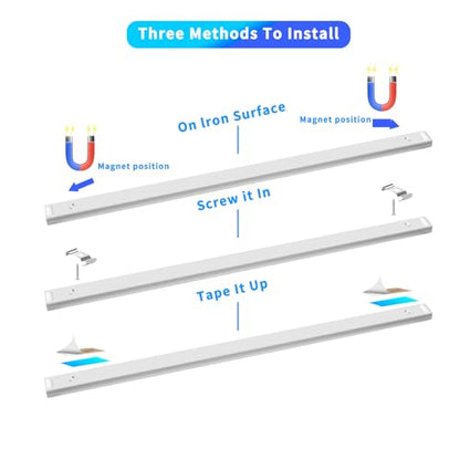LED Cabinet Light Bars Motion Sensor Dimmable Lights Kitchen Closet Shelf - color: White