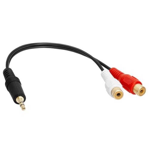 Cmple - 3.5mm Mini Plug to 2 RCA Jack Gold Plated Y Adapter, 3.5mm Male to 2 Female Jack Stereo Audio Cable - color: 3.5mm M to 2 RCA F, size: Single