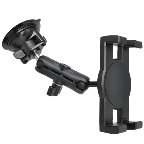 VAUBORTTI iPad Holder for Car Dashboard Windshield,Aluminum Arm Heavy Duty,Tablet Suction Mount for Window, Compatible with 6.5-12.9" Tablets/,1" Ball Mount